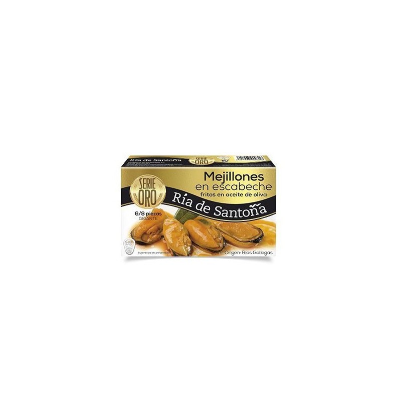 Mejillones en escabeche 6/8 Serie Oro Ría de Santoña 125g