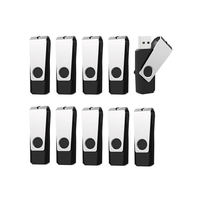Memoria USB 16GB 2.0, Memory Stick Flash Drive  (10 Unidades, Color de Negro)