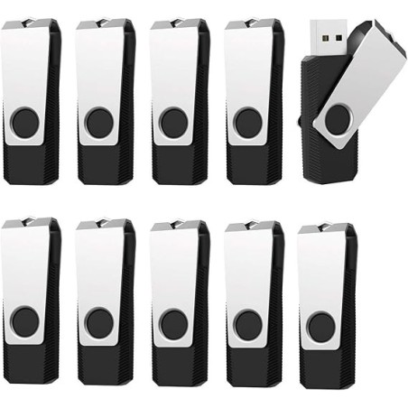 Memoria USB 16GB 2.0, Memory Stick Flash Drive  (10 Unidades, Color de Negro)